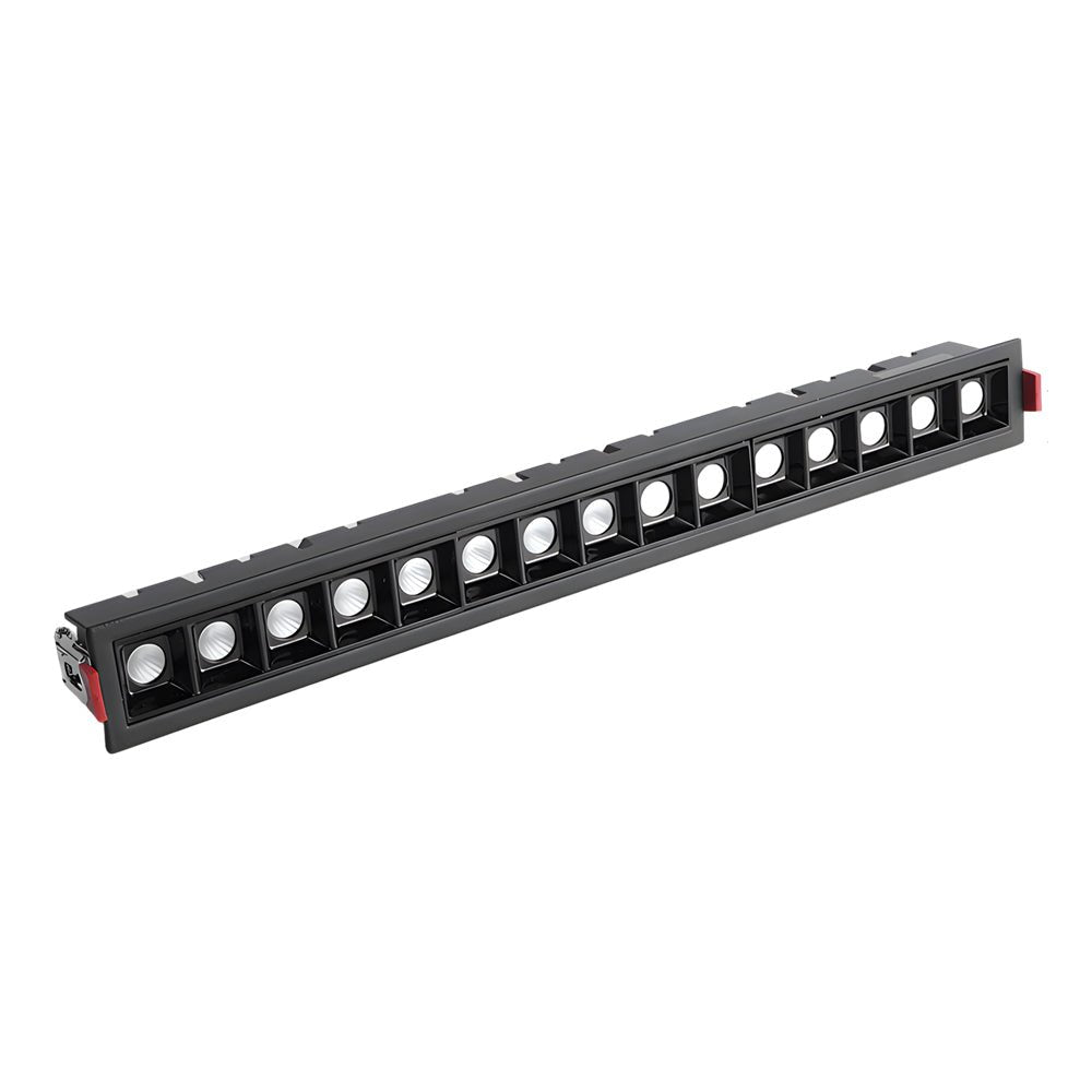Linear Recessed Ceiling Downlight — Slim-Frame Matte Black or White, 1/2/5/10/15-Light, Anti-Glare LED