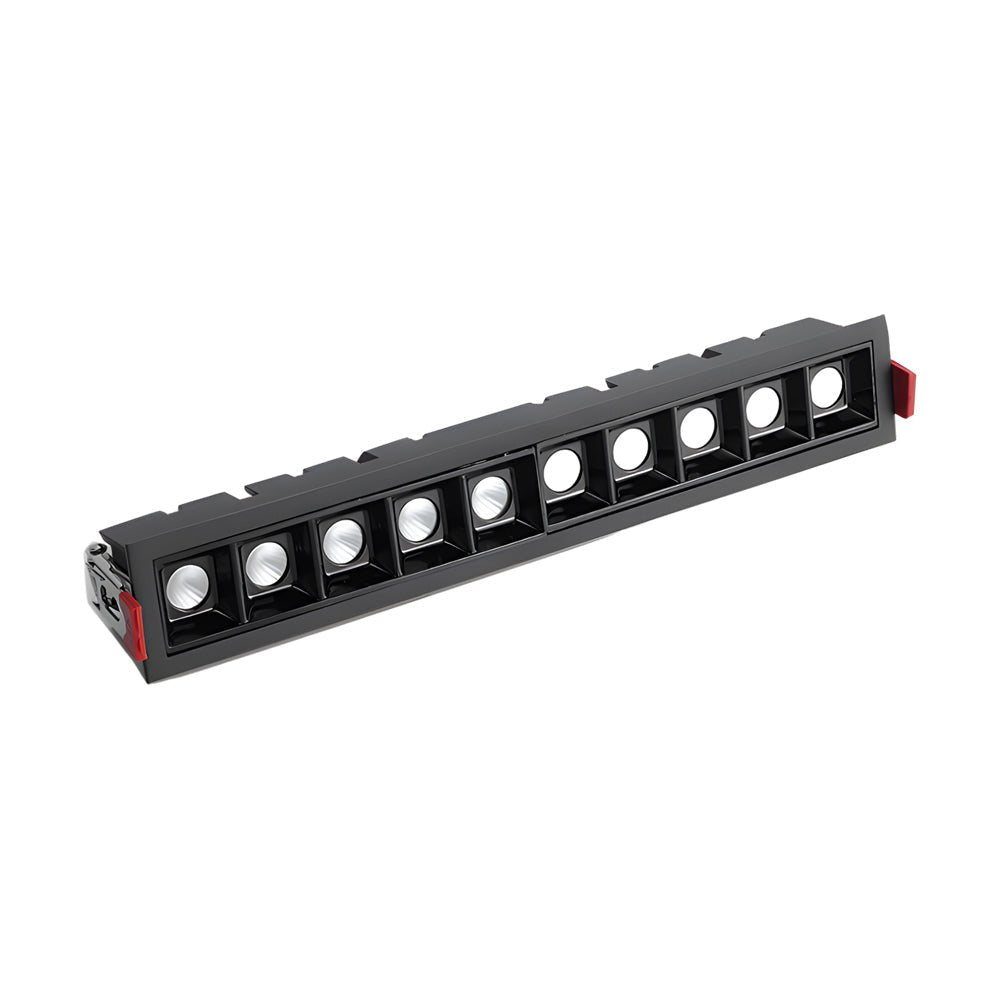 Linear Recessed Ceiling Downlight — Slim-Frame Matte Black or White, 1/2/5/10/15-Light, Anti-Glare LED