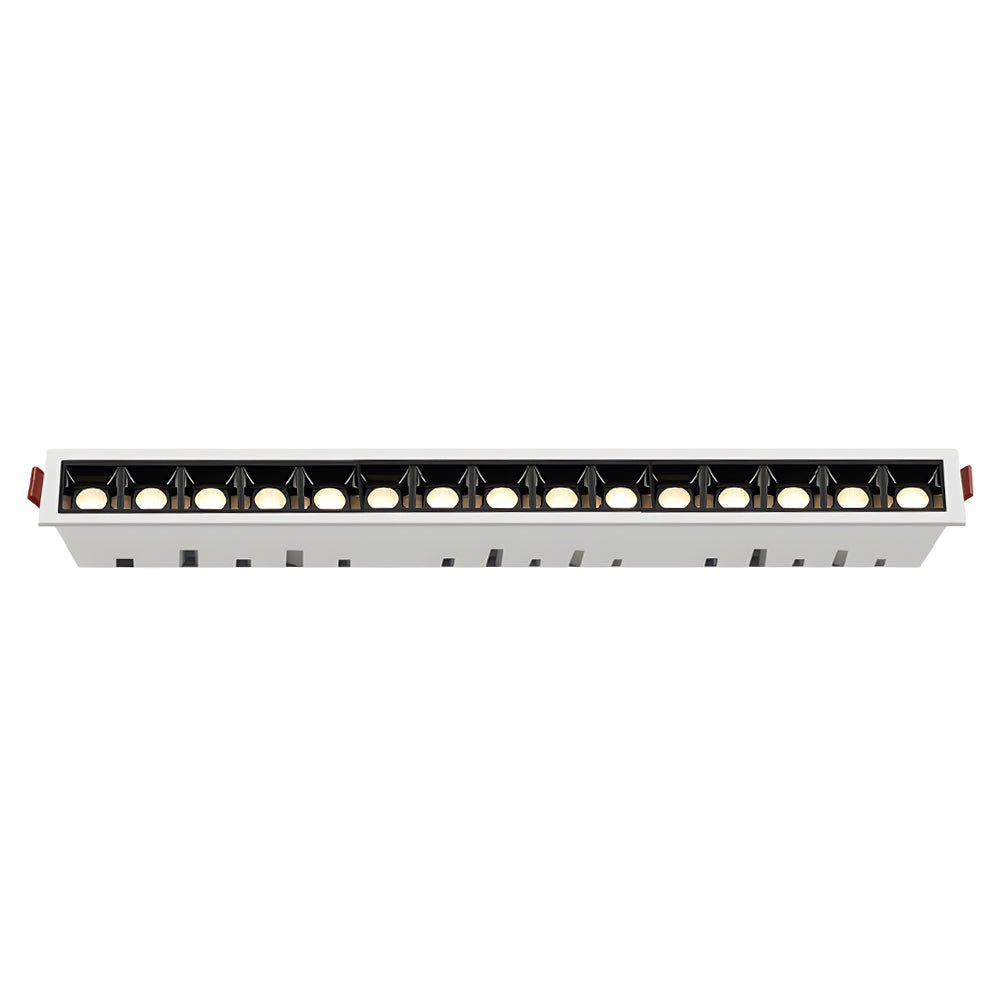 Linear Recessed Ceiling Downlight — Slim-Frame Matte Black or White, 1/2/5/10/15-Light, Anti-Glare LED