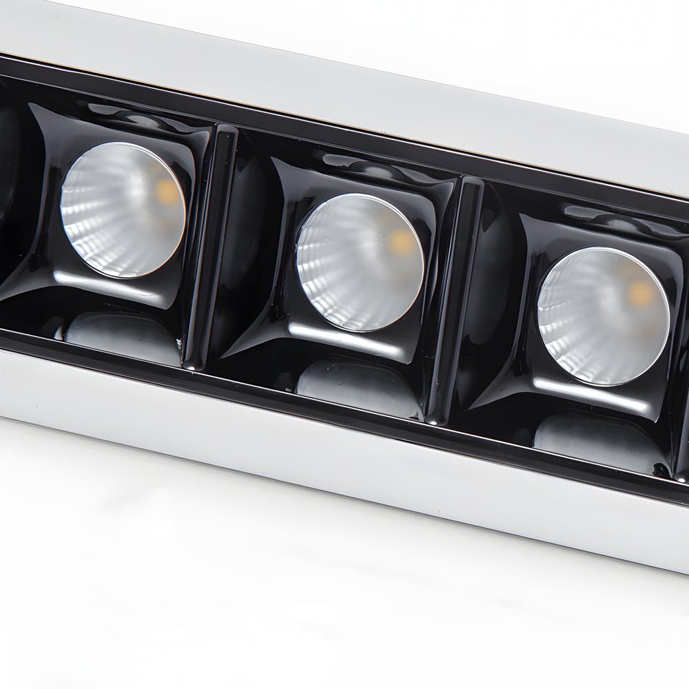 Linear Recessed Ceiling Downlight — Slim-Frame Matte Black or White, 1/2/5/10/15-Light, Anti-Glare LED