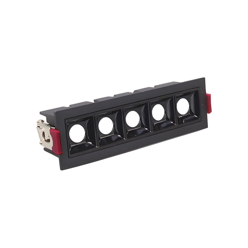 Linear Recessed Ceiling Downlight — Slim-Frame Matte Black or White, 1/2/5/10/15-Light, Anti-Glare LED