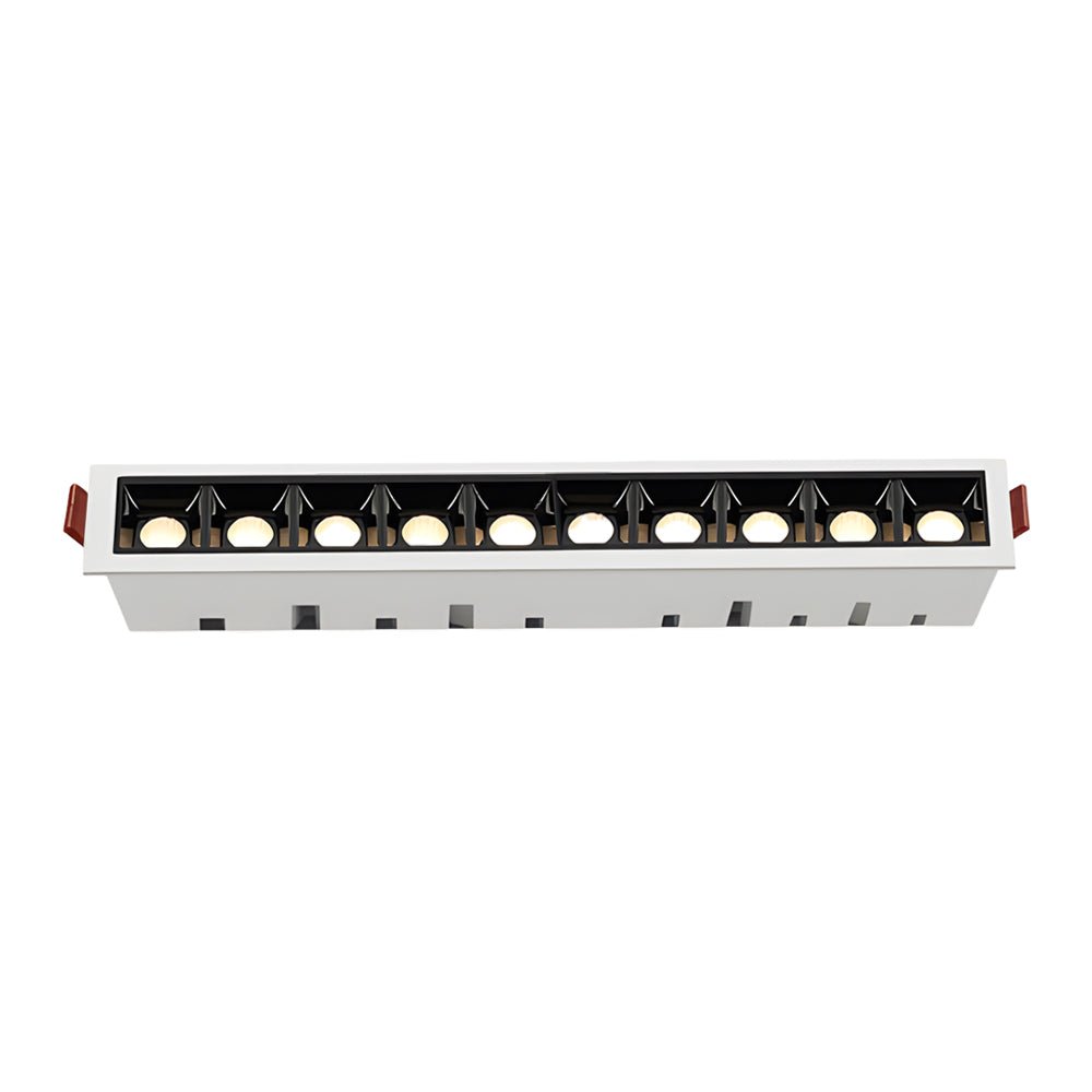 Linear Recessed Ceiling Downlight — Slim-Frame Matte Black or White, 1/2/5/10/15-Light, Anti-Glare LED