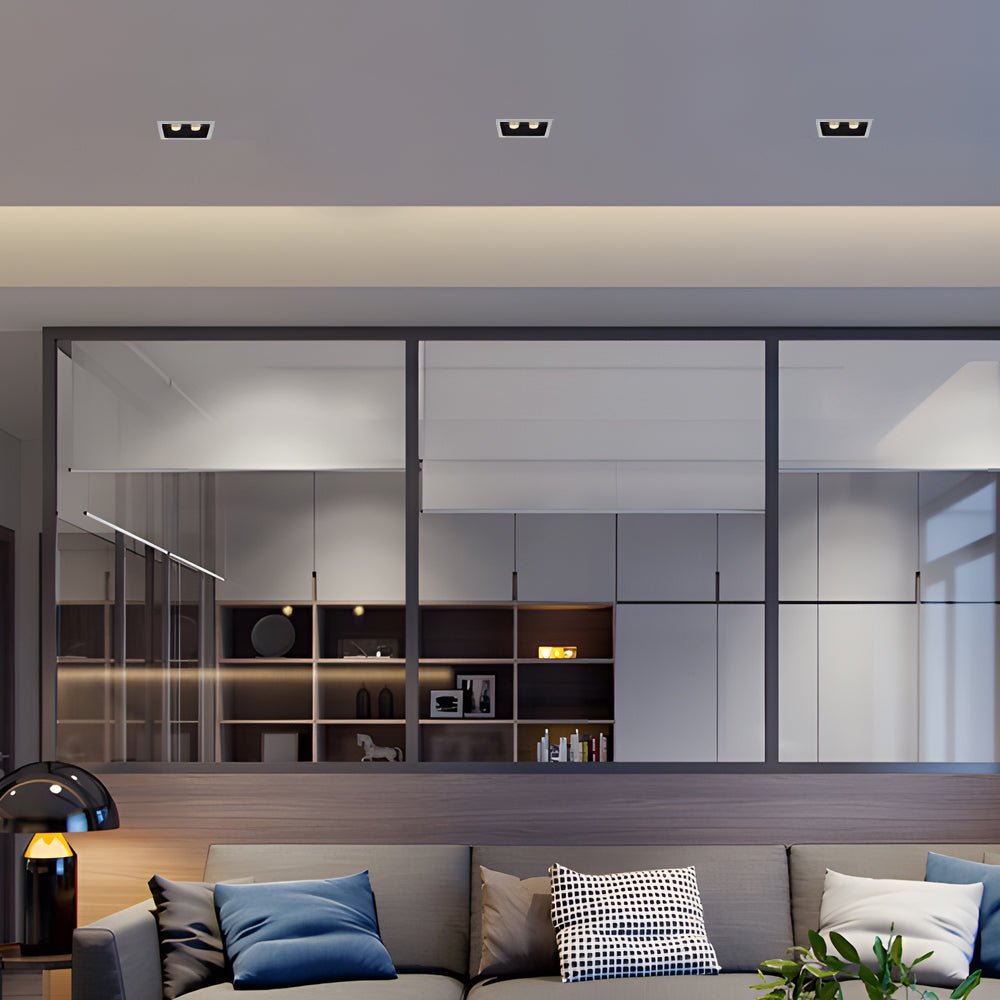 Linear Recessed Ceiling Downlight — Slim-Frame Matte Black or White, 1/2/5/10/15-Light, Anti-Glare LED