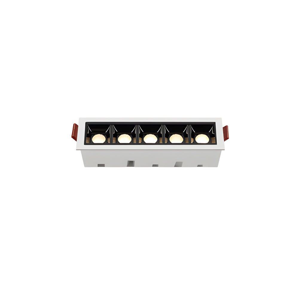 Linear Recessed Ceiling Downlight — Slim-Frame Matte Black or White, 1/2/5/10/15-Light, Anti-Glare LED
