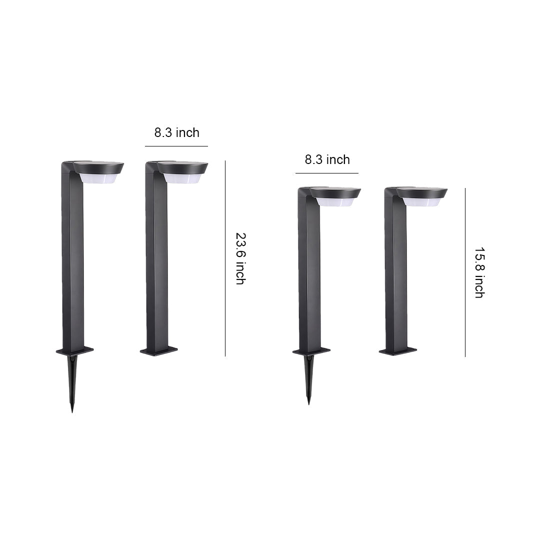 Modern Aluminum LED Path Light — Solar or Hardwired, IP54, Dusk-to-Dawn, 15.7" or 23.6"