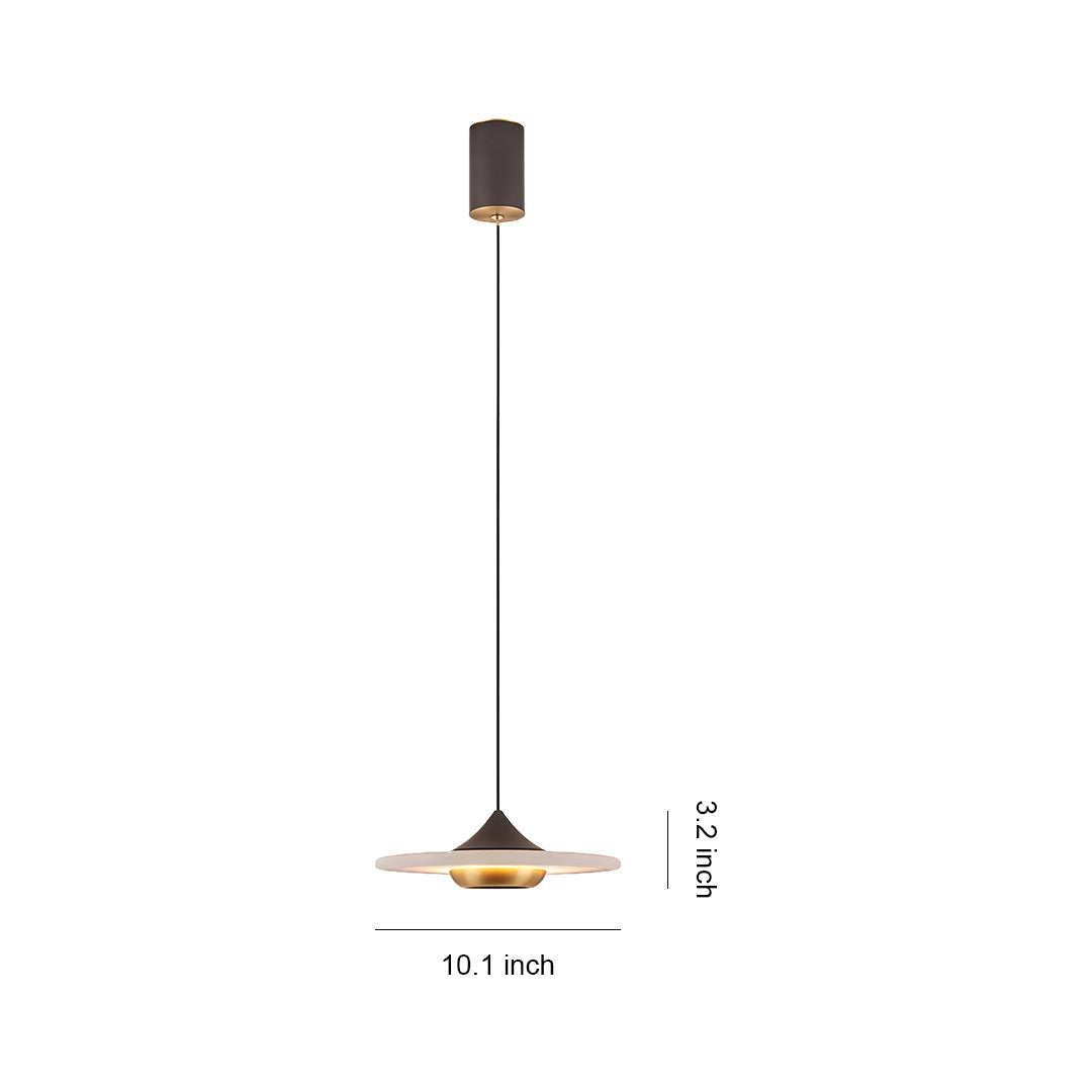 UFO Marble Pendant Light — Black Aluminum, 6.5W LED Warm White (3000K), 10.1" Diameter