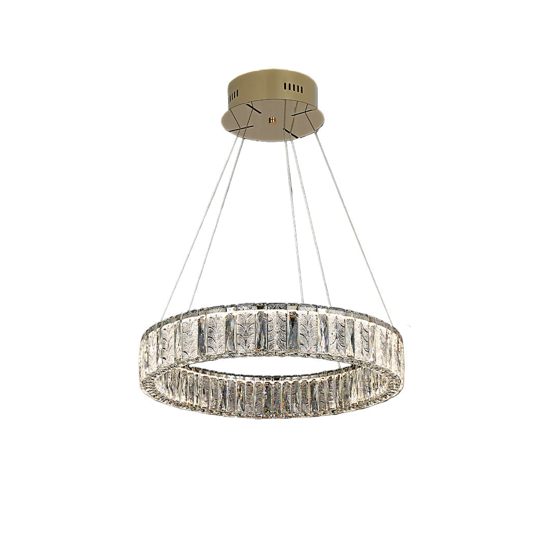 Ring LED Crystal Chandelier — Stainless Steel, Dual-Color 3000K/6000K, Single or Double Ring, 50–80cm