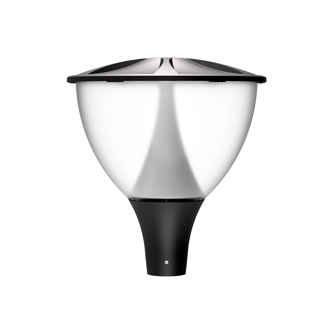 Modern Minimalist Outdoor Post Light — Matte Black Aluminum, Dome, LED, 36W / 48W, 3000K, IP65, 3-Meter Pole