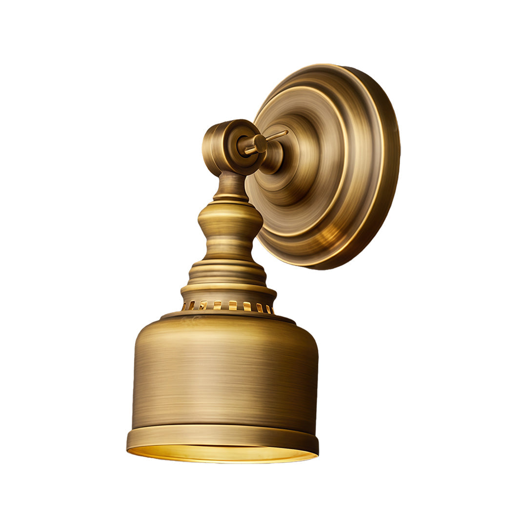 Retro Solid Brass Wall Sconce — Hardwired, E14, Brass or Brass-and-Glass Shade, 4 Models
