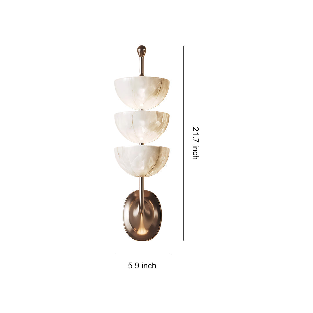 Minimalist Marble and Copper LED Wall Sconce — 6.5W Warm White, 21.7", Hardwired