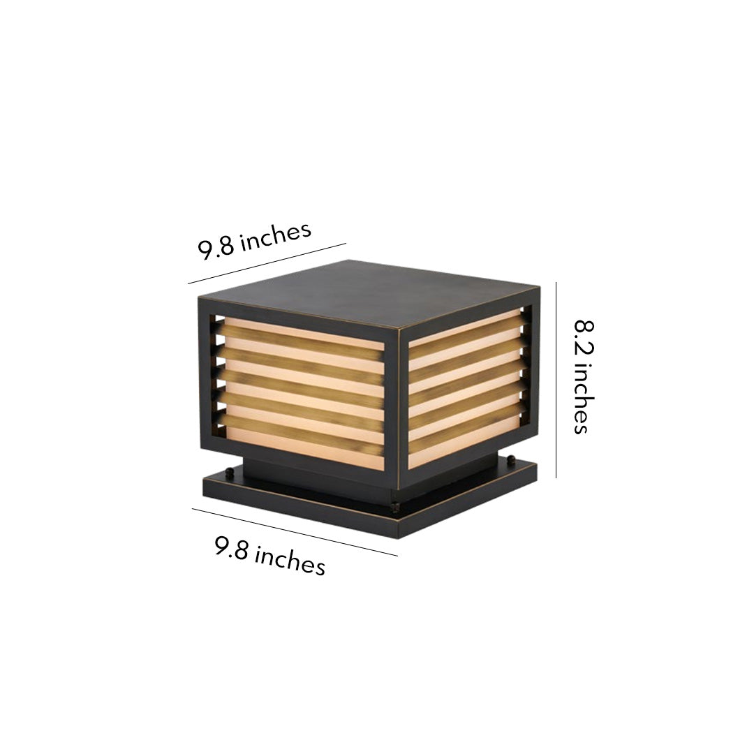 Modern Minimalist Outdoor Pillar Light — Copper and Marble, E27, IP55, Hardwired
