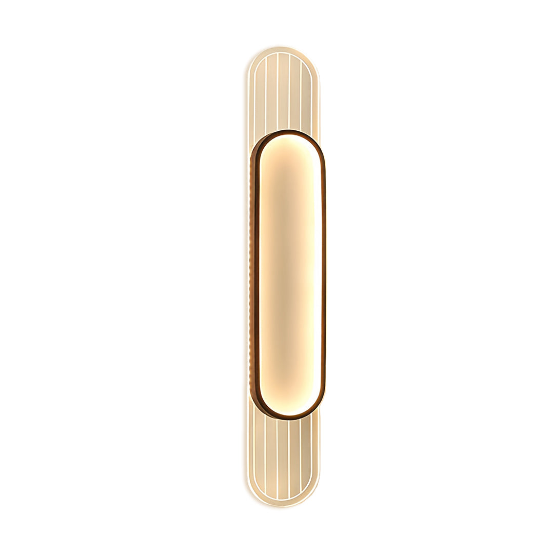 Minimalist Linear LED Wall Sconce — Wood Grain Iron Frame, Acrylic Shade, 3-Step Dimming, 23.6"–39.4"