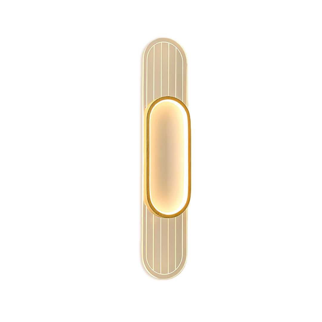 Minimalist Linear LED Wall Sconce — Wood Grain Iron Frame, Acrylic Shade, 3-Step Dimming, 23.6"–39.4"