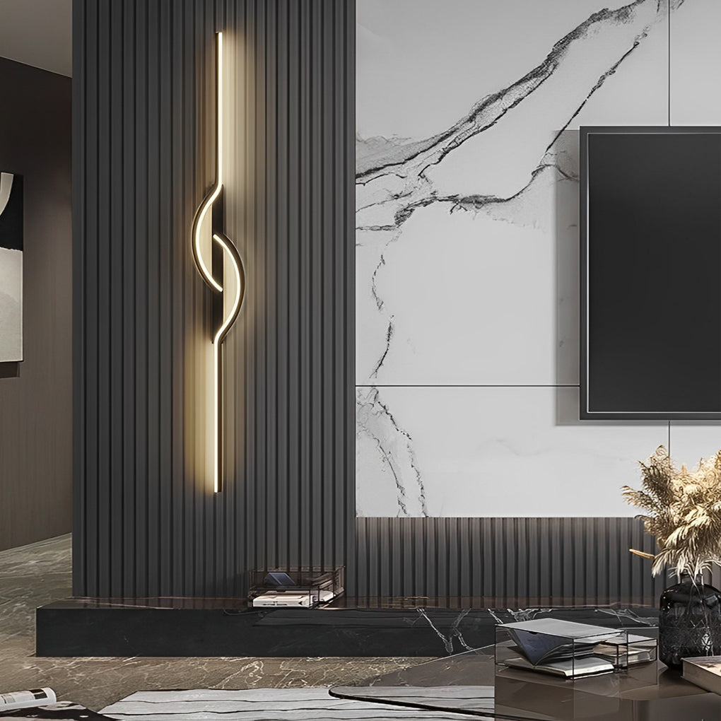 Modern Linear Wall Sconce — Black Aluminum, Silicone Diffuser, 3-Step Dimming, 5 Sizes