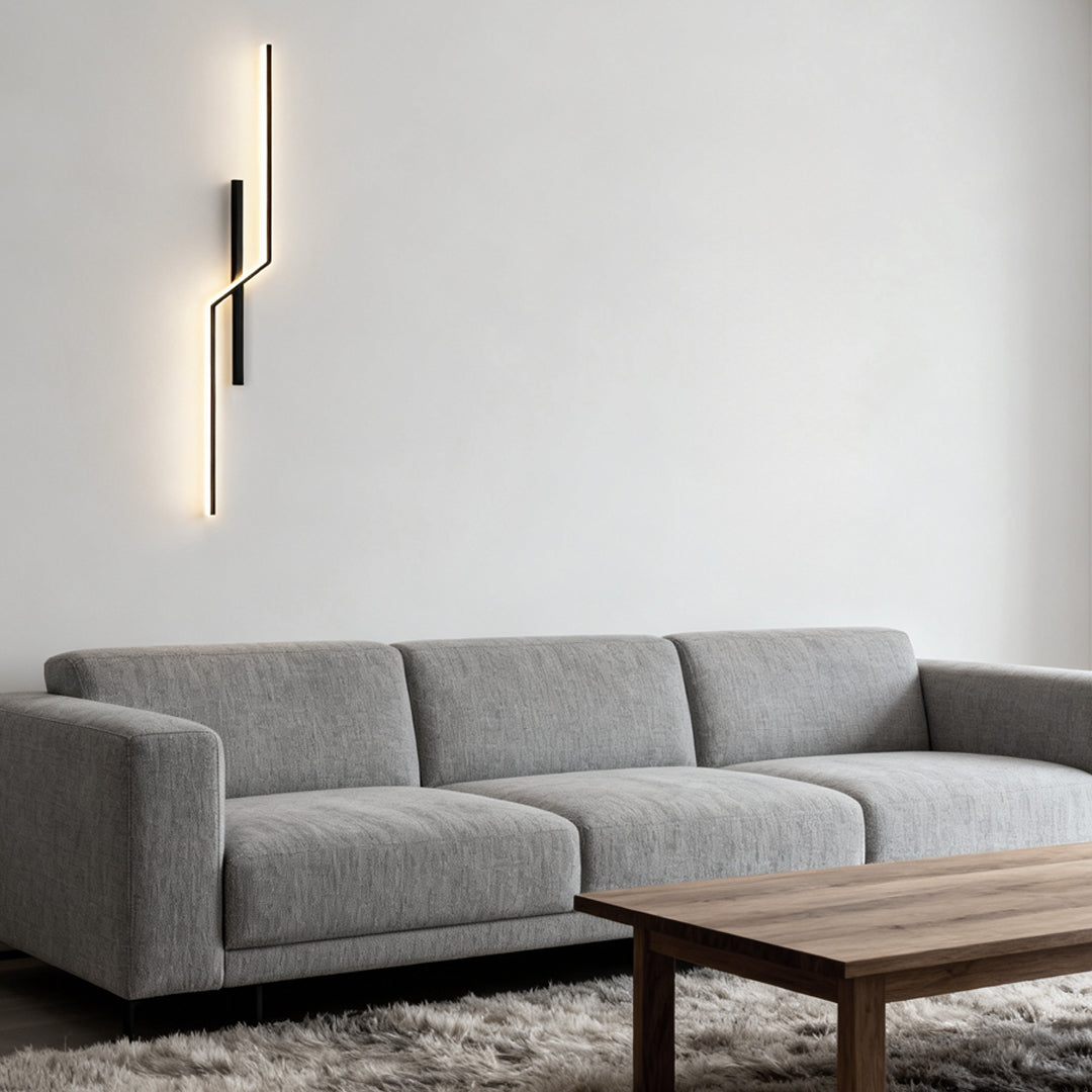 Linear Wall Sconce — Iron, Aluminum & Silicone, LED 3000K, 24"–47" Four Lengths, Black or Black Gold