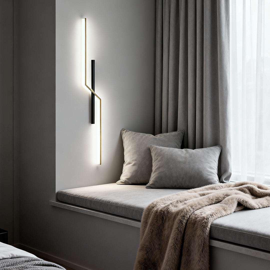 Linear Wall Sconce — Iron, Aluminum & Silicone, LED 3000K, 24"–47" Four Lengths, Black or Black Gold