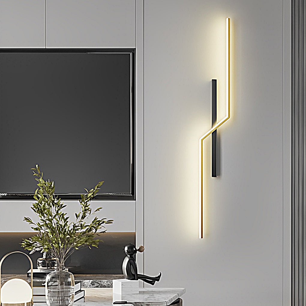 Linear Wall Sconce — Iron, Aluminum & Silicone, LED 3000K, 24"–47" Four Lengths, Black or Black Gold