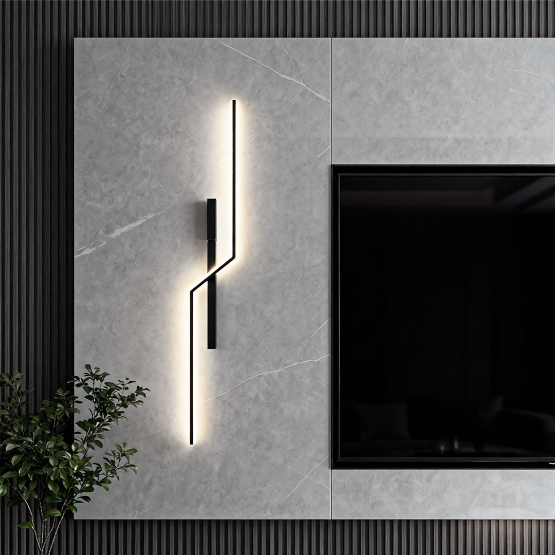 Linear Wall Sconce — Iron, Aluminum & Silicone, LED 3000K, 24"–47" Four Lengths, Black or Black Gold