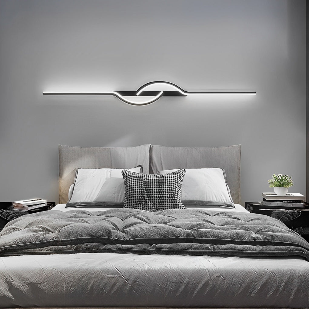 Modern Linear Wall Sconce — Black Aluminum, Silicone Diffuser, 3-Step Dimming, 5 Sizes