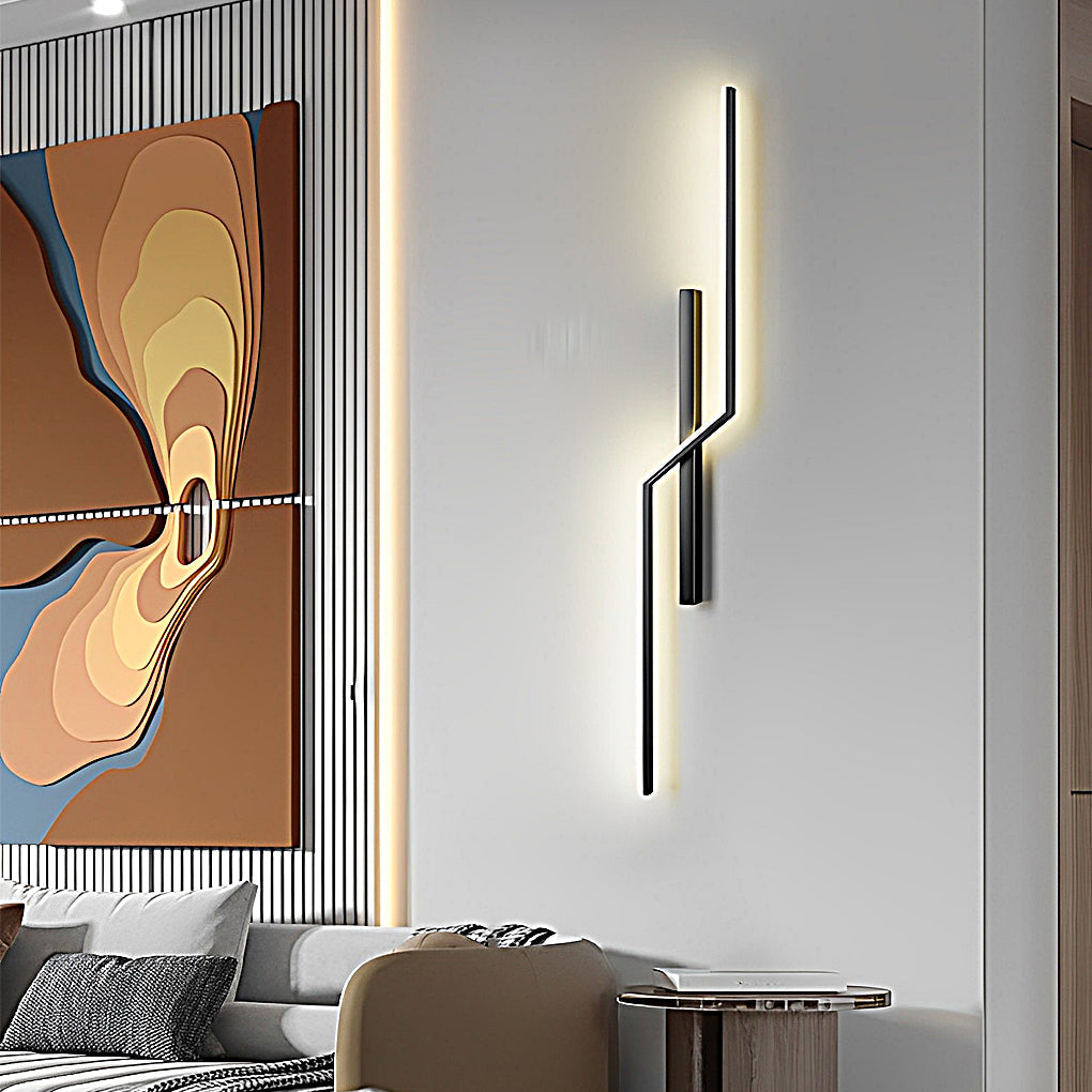 Linear Wall Sconce — Iron, Aluminum & Silicone, LED 3000K, 24"–47" Four Lengths, Black or Black Gold