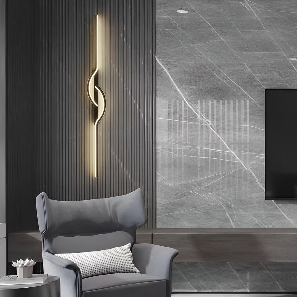 Modern Linear Wall Sconce — Black Aluminum, Silicone Diffuser, 3-Step Dimming, 5 Sizes
