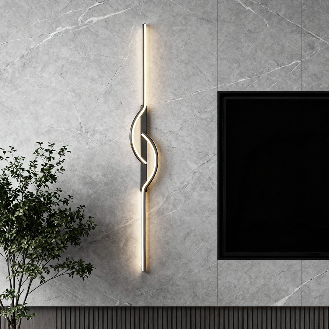 Modern Linear Wall Sconce — Black Aluminum, Silicone Diffuser, 3-Step Dimming, 5 Sizes