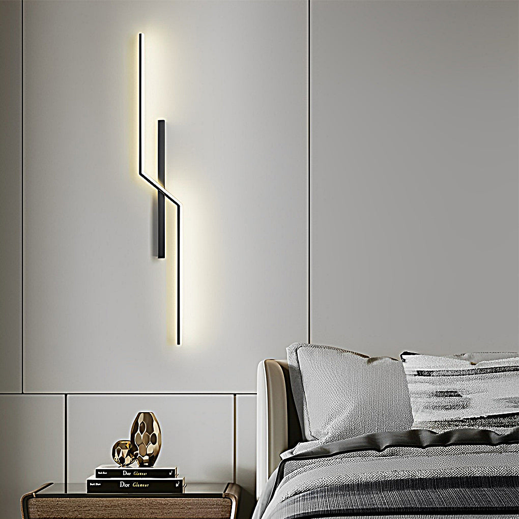 Linear Wall Sconce — Iron, Aluminum & Silicone, LED 3000K, 24"–47" Four Lengths, Black or Black Gold