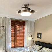 French Retro 3-Blade Silver Ceiling Fan with Light and Hardware Luxe