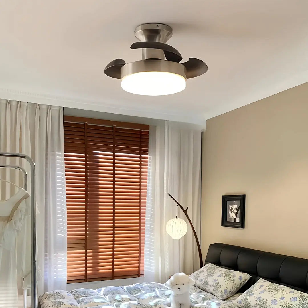 French Retro 3-Blade Silver Ceiling Fan with Light and Hardware Luxe