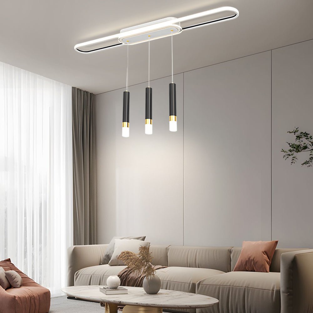 modern long circular three step dimming led ceiling light fixture hanging lamp