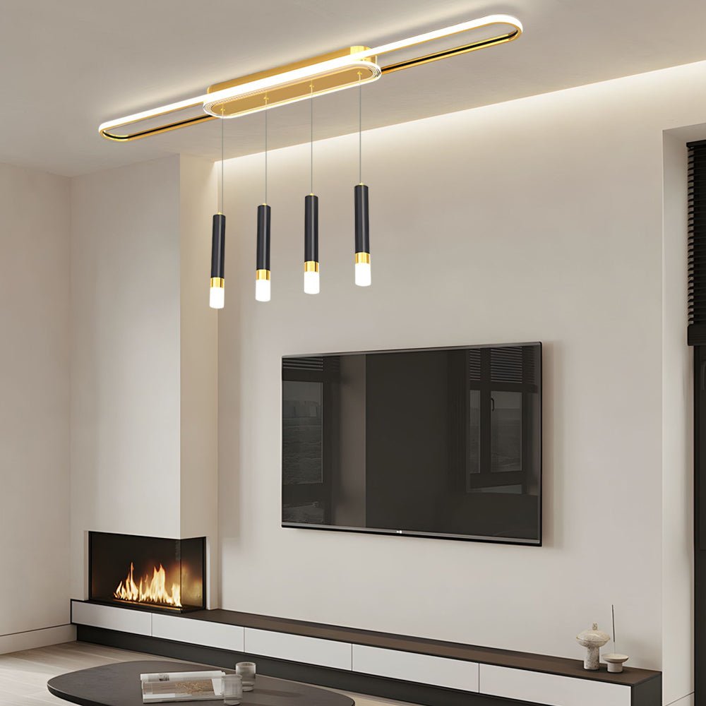 modern long circular three step dimming led ceiling light fixture hanging lamp