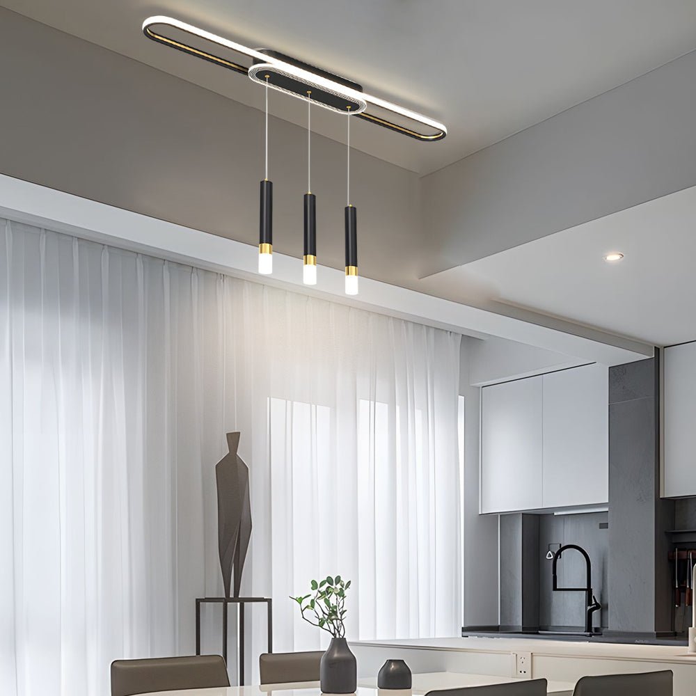 modern long circular three step dimming led ceiling light fixture hanging lamp