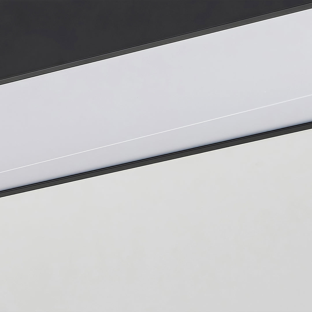 Modern Linear Rectangular Chandelier — Black Aluminum, White Acrylic, Integrated LED, Adjustable Chain