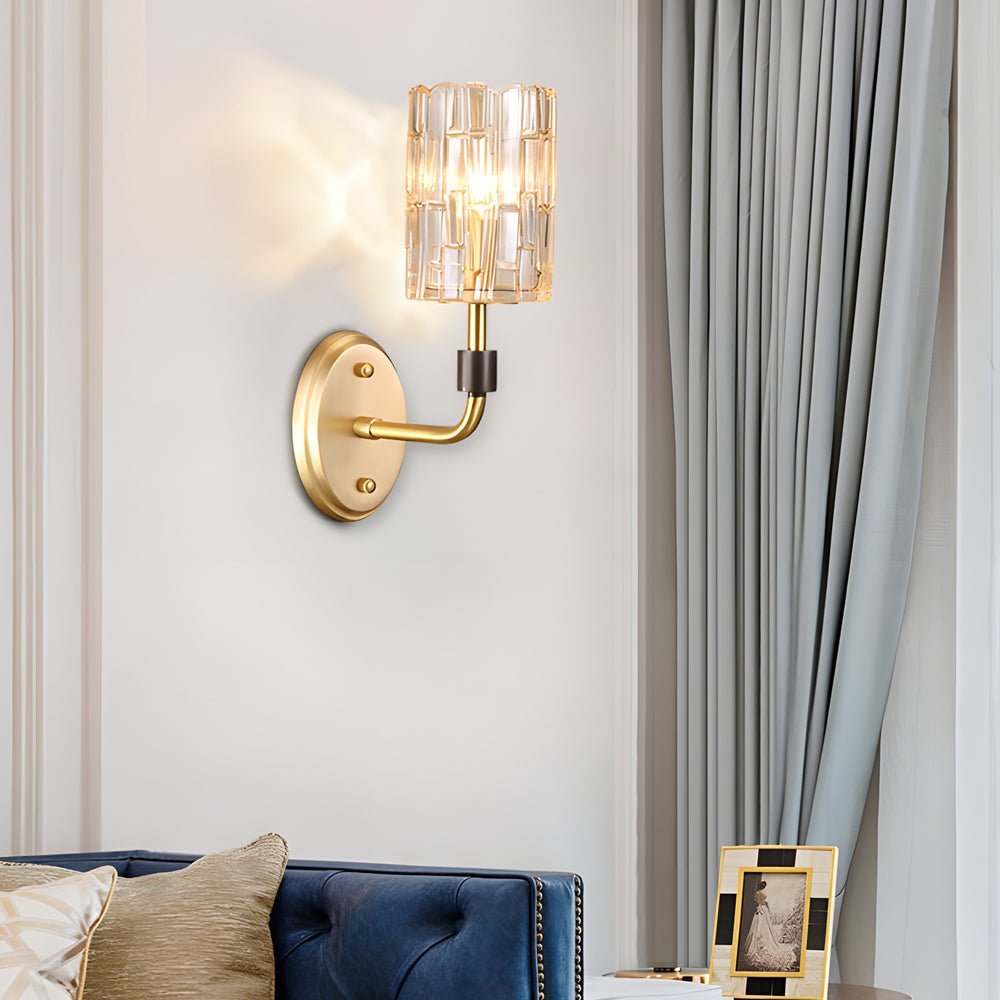 modern luxury 12 light sconce with copper arms and crystal accents
