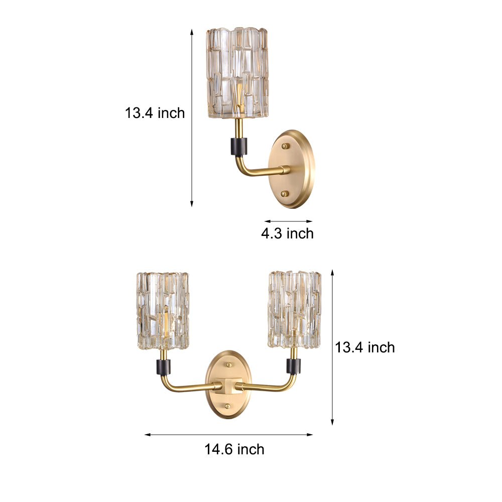 modern luxury 12 light sconce with copper arms and crystal accents