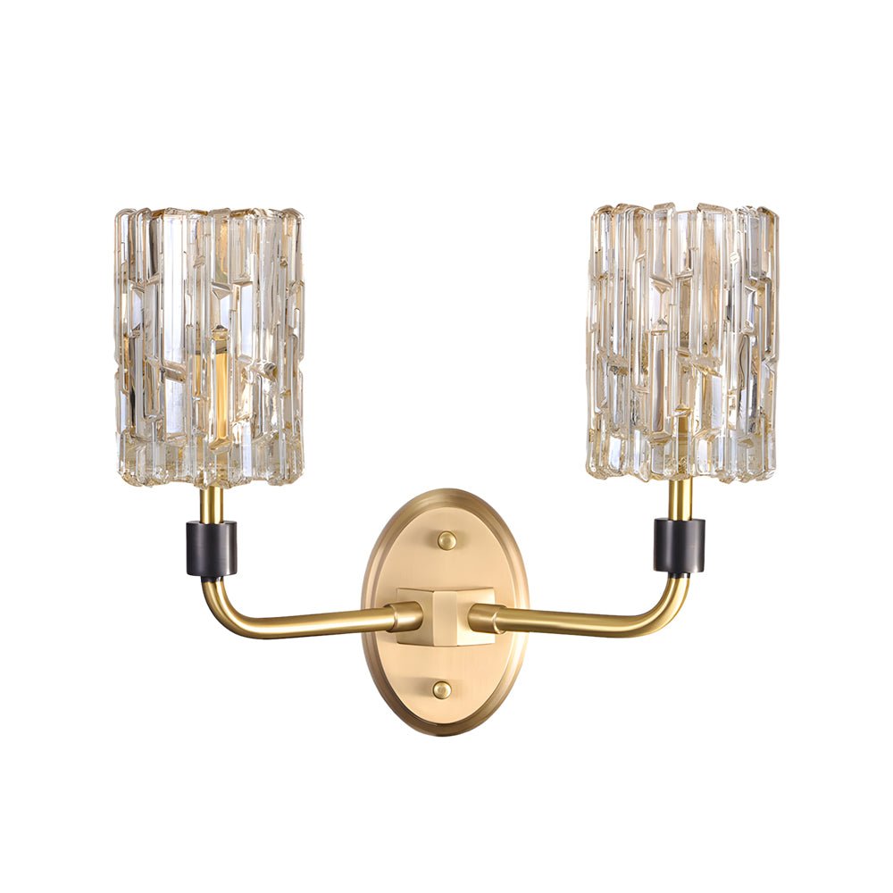 modern luxury 12 light sconce with copper arms and crystal accents