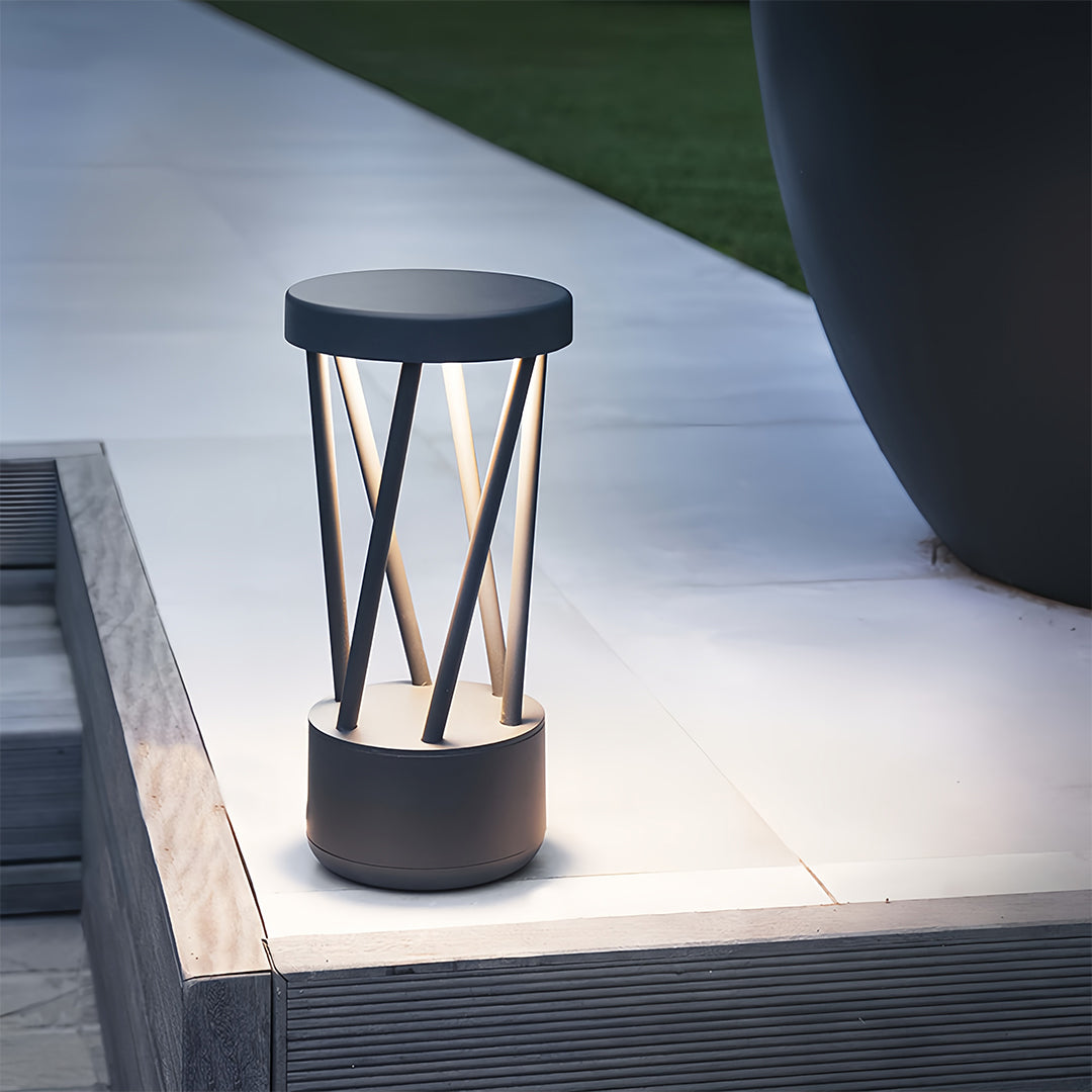 Modern Outdoor Bollard Path Light — Sand-Black Aluminum, LED, IP54, 300mm or 500mm
