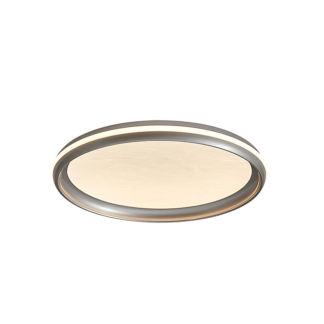 Minimalist LED Flush-Mount Ceiling Light — Silver Metal, White Acrylic Shade, Dimmable 3000K–6000K, 40cm / 50cm