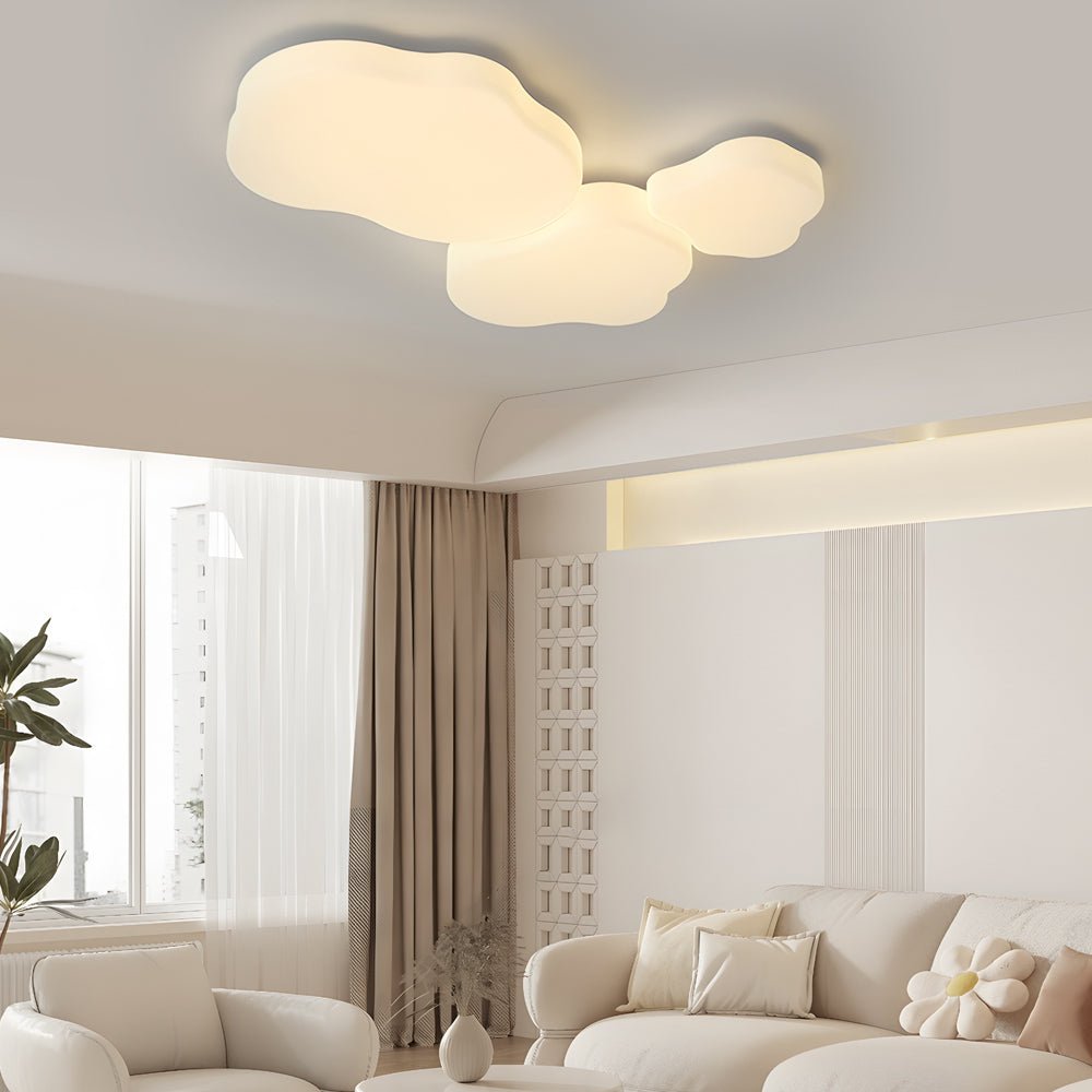 modern milky white ceiling lamp with three step dimming and romantic cloud design