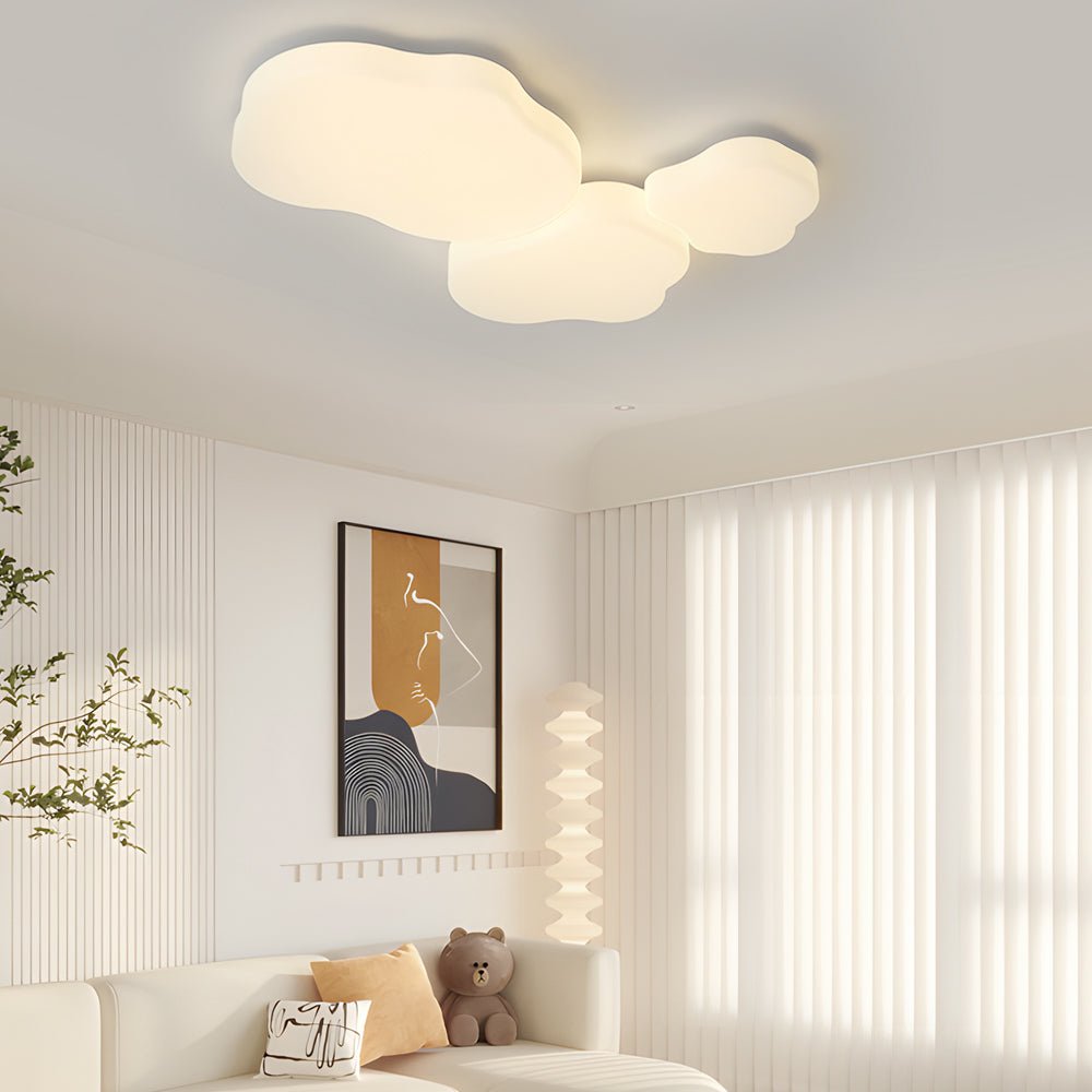 modern milky white ceiling lamp with three step dimming and romantic cloud design