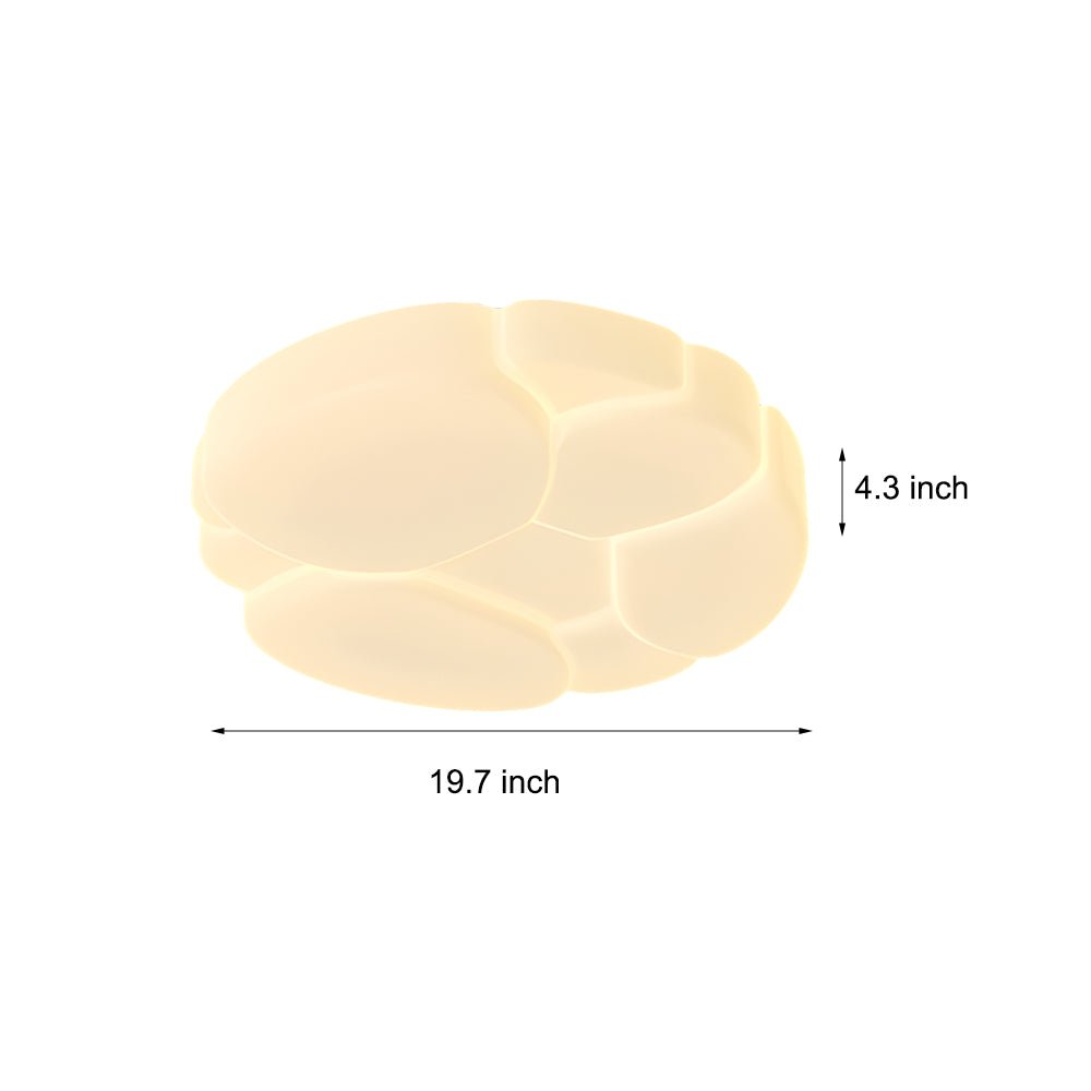 modern milky white ceiling light fixture with round cloud cracks and 3 step dimming