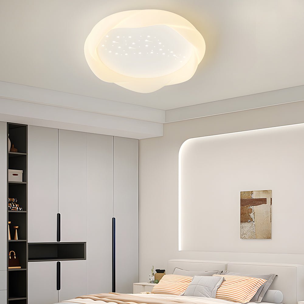 modern milky white ceiling lights with round pe shade and three step dimming