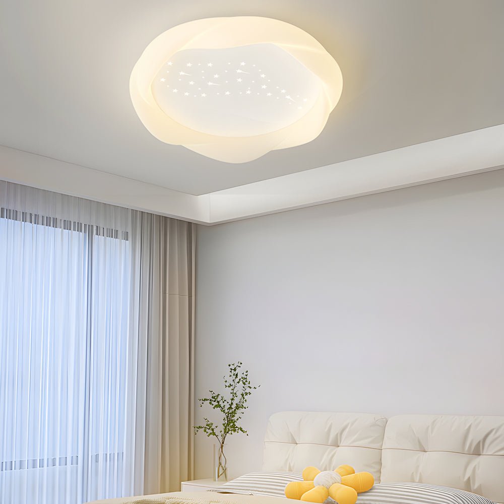 modern milky white ceiling lights with round pe shade and three step dimming