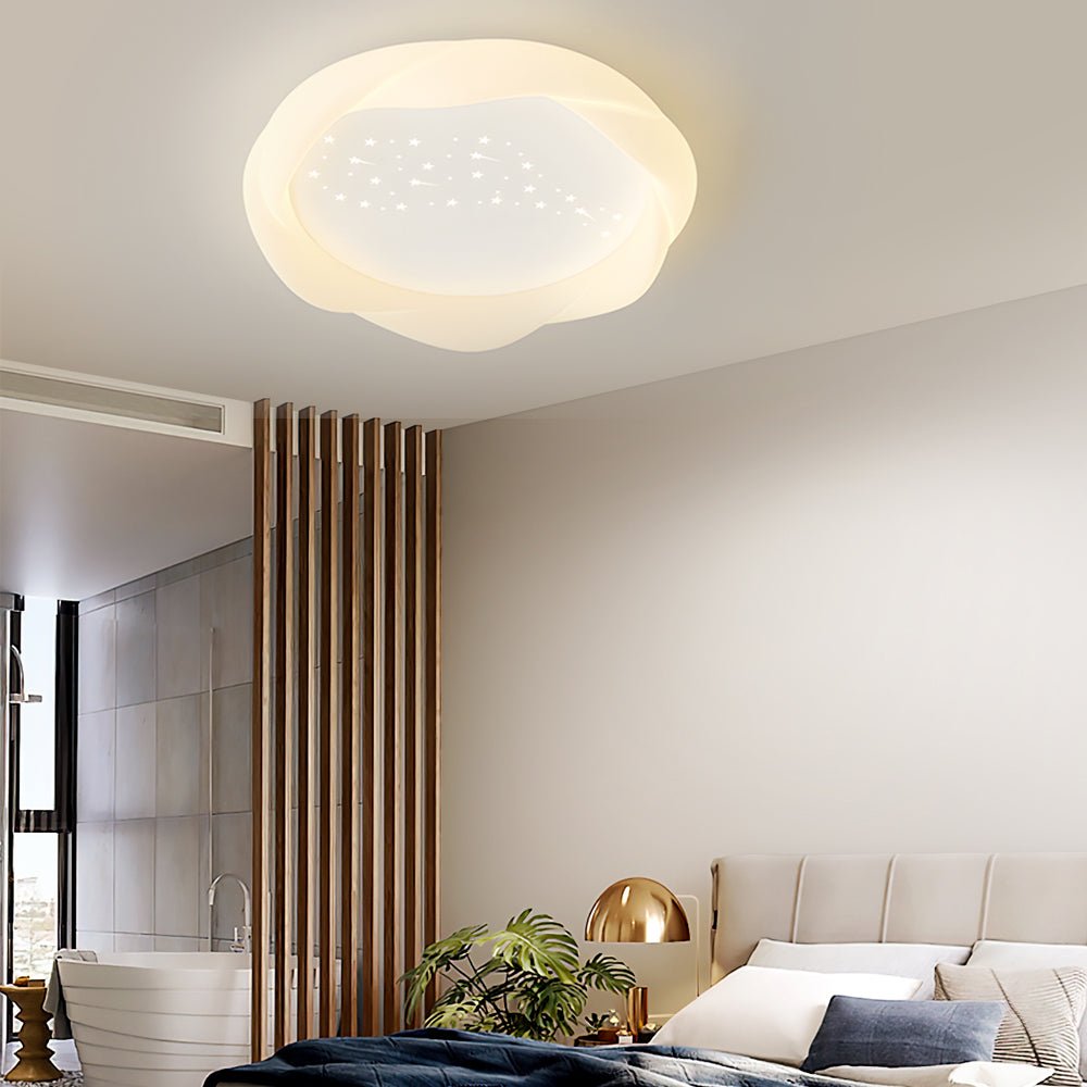 modern milky white ceiling lights with round pe shade and three step dimming