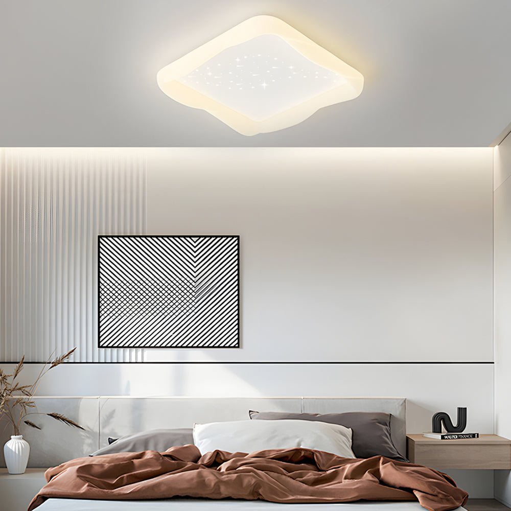 modern milky white ceiling lights with square novelty star design and 3 step dimming