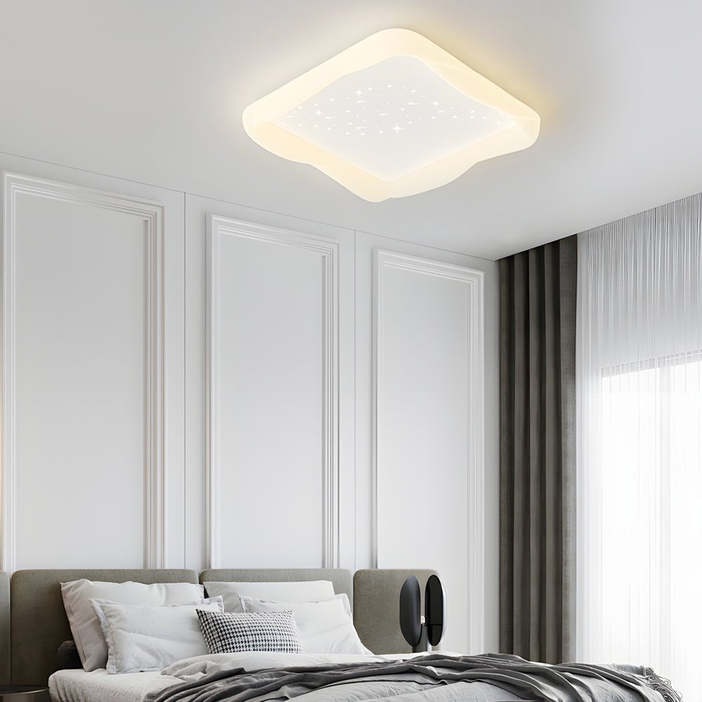 modern milky white ceiling lights with square novelty star design and 3 step dimming