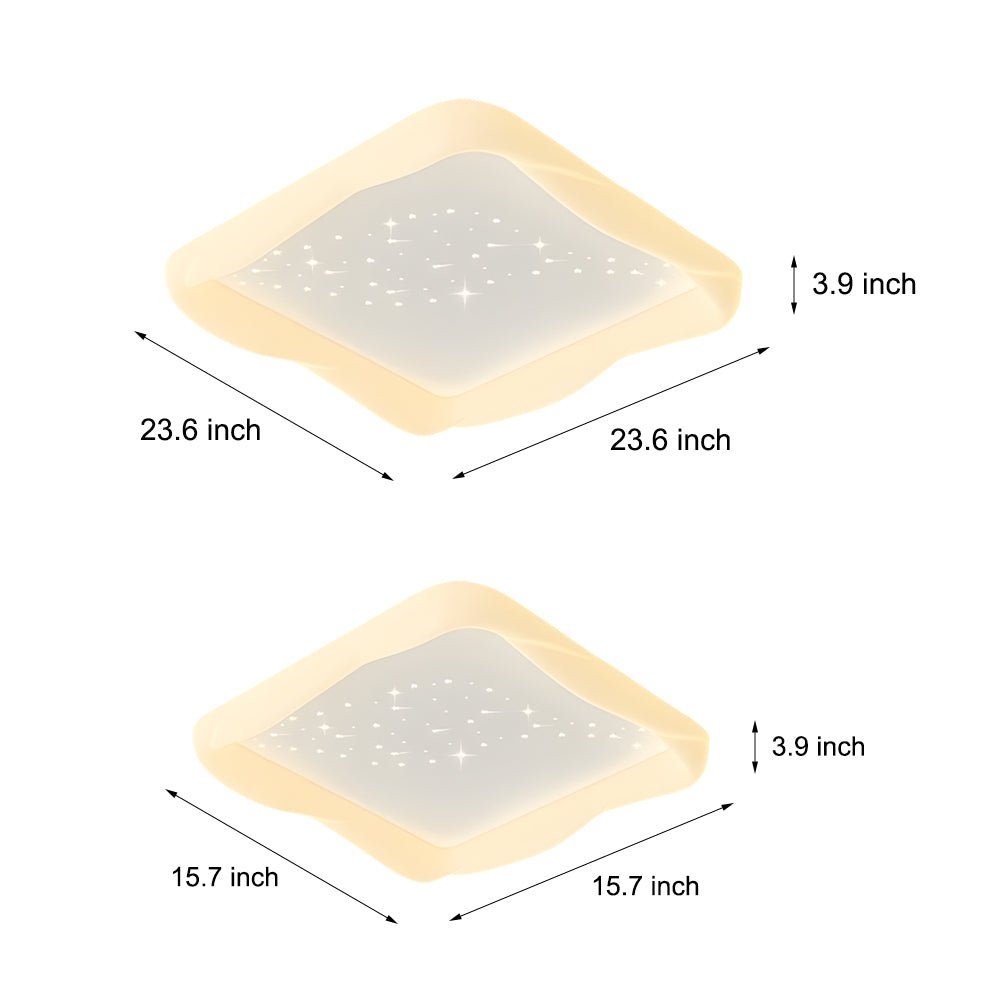 modern milky white ceiling lights with square novelty star design and 3 step dimming