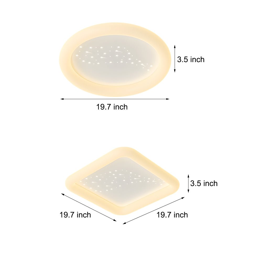 modern milky white led ceiling light fixture with square and round design and three step dimming