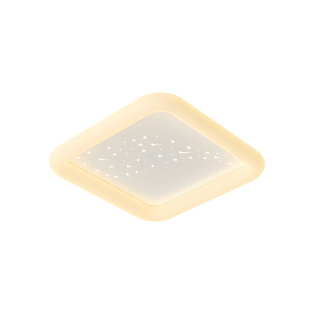 modern milky white led ceiling light fixture with square and round design and three step dimming