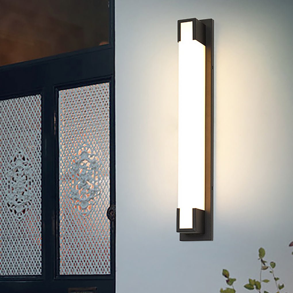 Retro Rectangular Outdoor Wall Sconce — Black Stainless Steel & Acrylic, LED, Waterproof